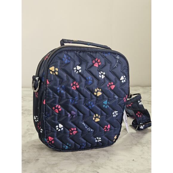 LUG Skeeter Crossbody Bag Purse Pet Paws Print Navy Blue RFID NWT - Picture 6 of 16